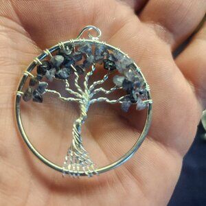 Amethyst Tree of Life silver wire 1.5 in Dia pendant